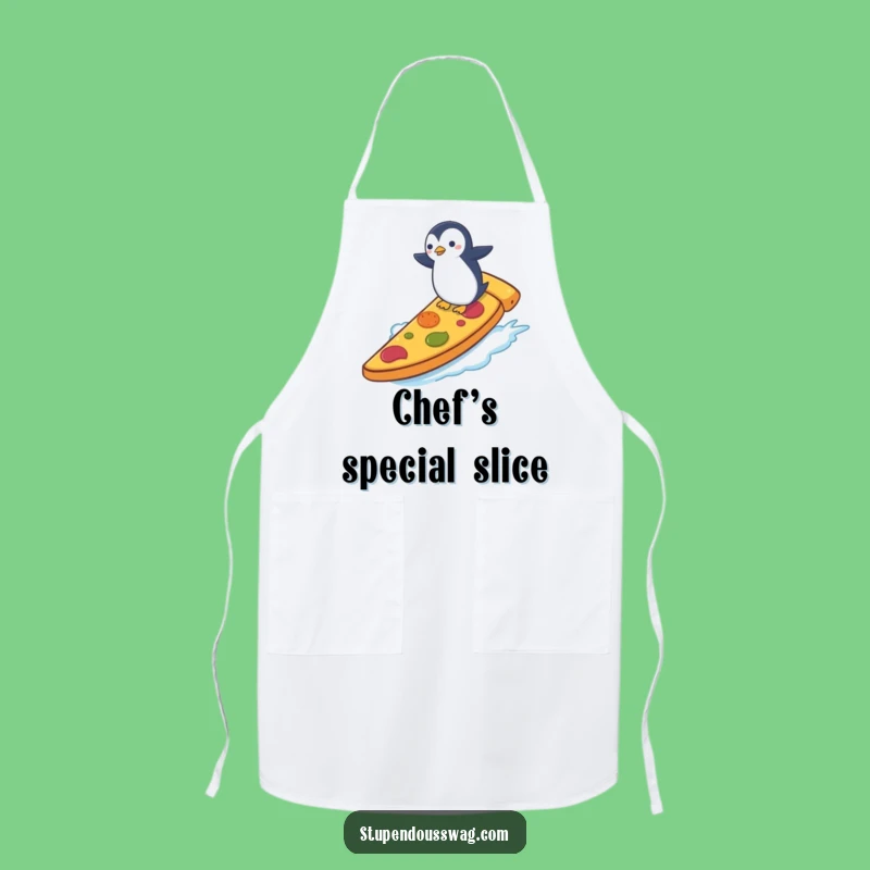Funny Penguin Pizza Surf Apron: Chef's Wacky Kitchenwear, Perfect Funny Gift for Cooks