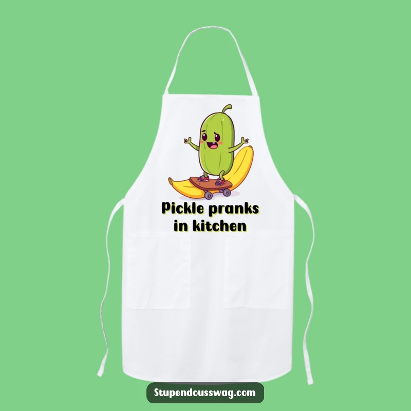 Funny Pickle Skateboard Apron: Extreme Kitchen Fun for Daredevil Cooks