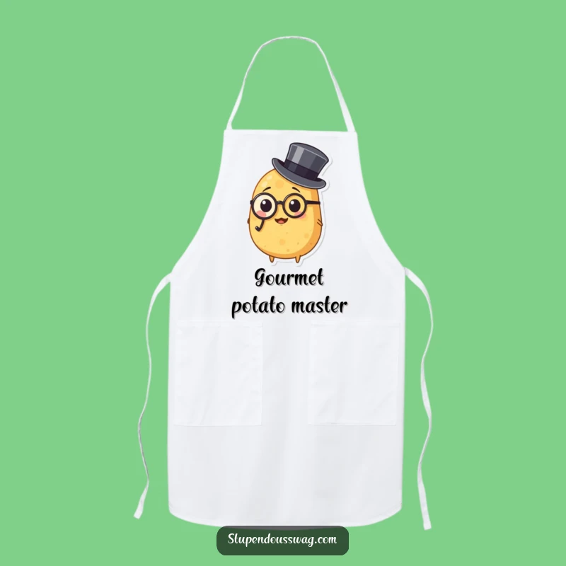 Funny Potato Monocle Apron: Dapper Chef for Sophisticated Kitchen Fun
