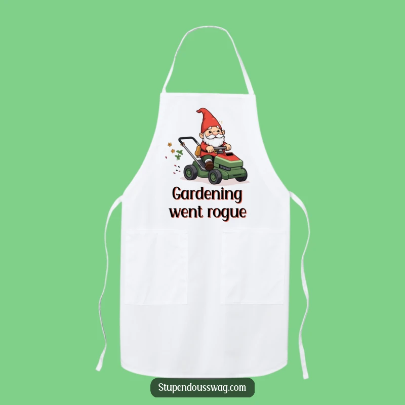 Funny Gnome Lawn Mower Apron: Garden with Humor and Flair, Hilarious Gift