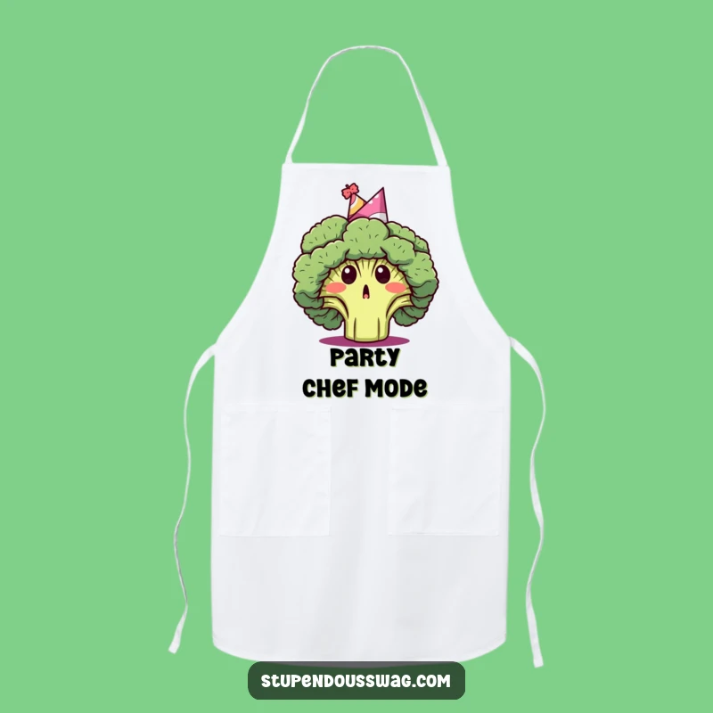 Funny Broccoli Party Hat Apron: Cook with Surprised Veggie Joy, Great Kitchen Gift