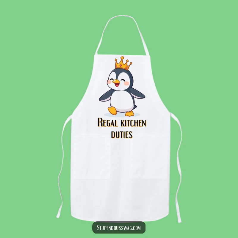 Funny Penguin King Apron: Royal Chef's Flight - Hilarious Kitchen Gift