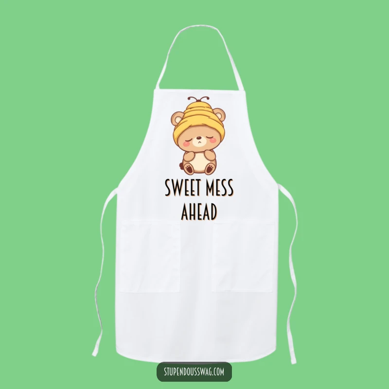 Funny Sleepy Bear Beehive Hat Apron - Kitchen Humor for Bakers