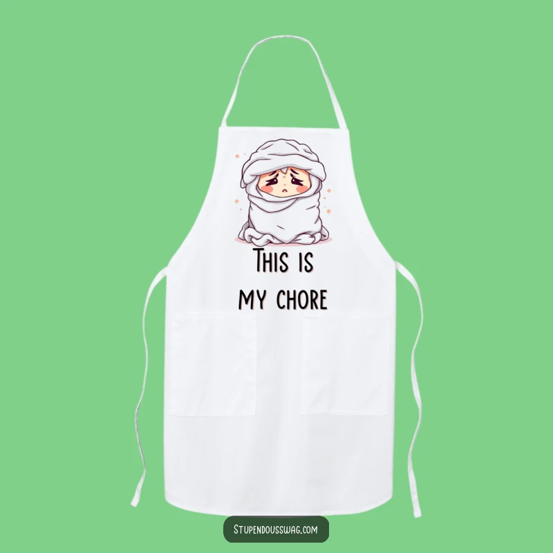 Funny Laundry Pile Apron - Bewildered Sighing Clothes, Hilarious Kitchen Gift