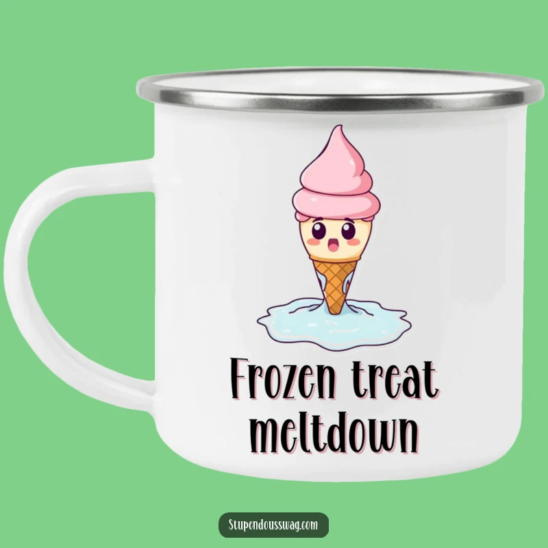 Funny Melting Ice Cream Camping Mug: Adventure Fuel with Dessert Humor