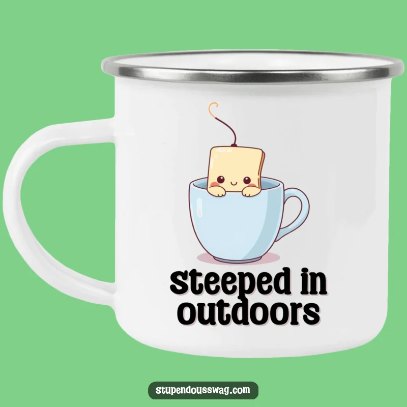 Funny Shy Teabag Camping Mug: Cozy Introvert Sips Outdoors