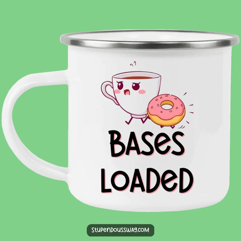 Funny Teacup Donut Chase Camping Mug - Durable & Quirky Outdoor Cup
