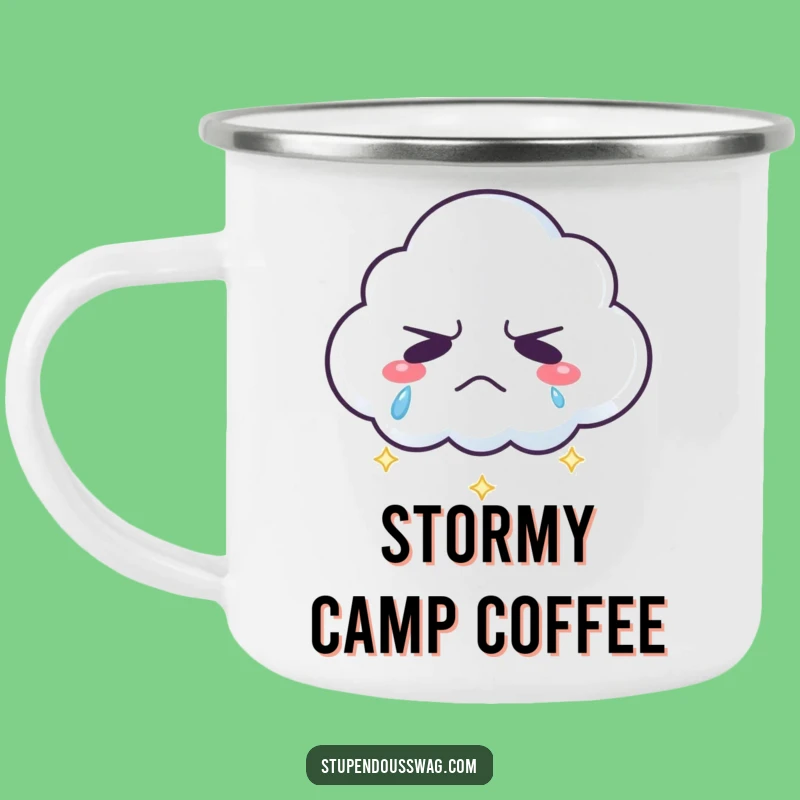 Funny Grumpy Cloud Camping Mug - Rainbow Tears Outdoor Adventure Gift!