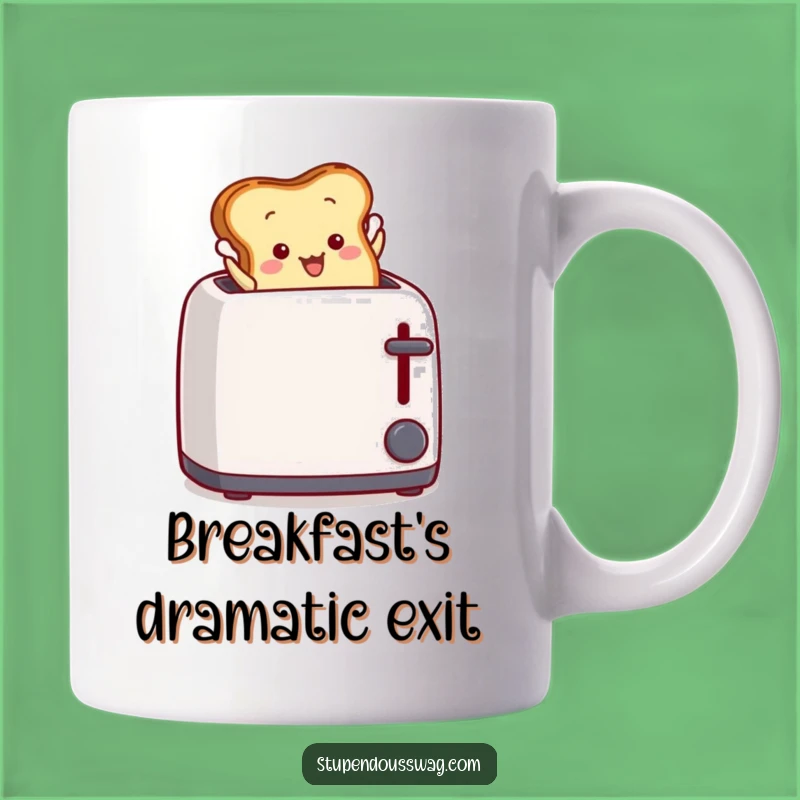 Funny Toast Leap Mug: Dramatic Breakfast Hero Leaping Out, Hilarious Gift for Foodies