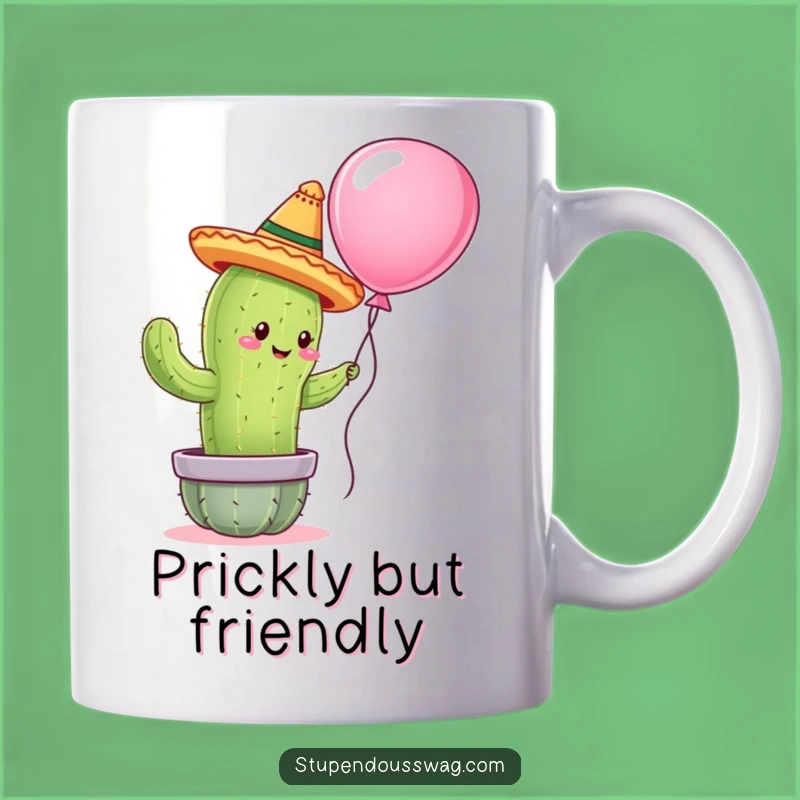 Funny Cactus Hugger Mug: Hilarious Sombrero Cactus & Balloon Gift