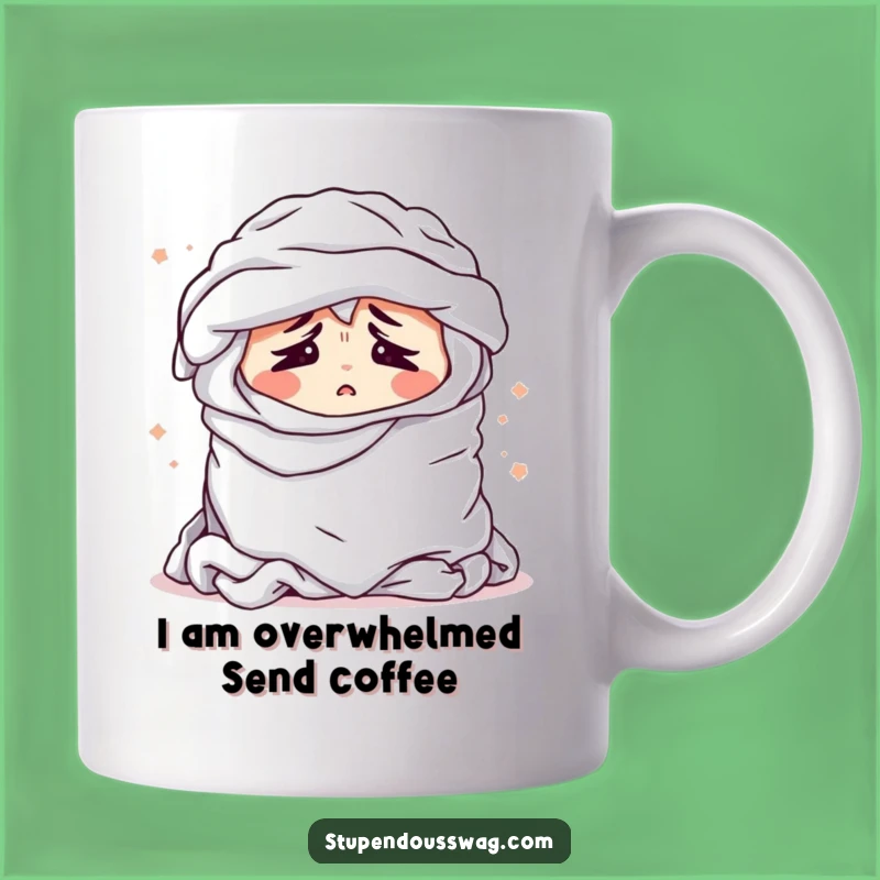 Funny Laundry Pile Mug - Bewildered Sighing Clothes, Hilarious Gift for Chore Haters