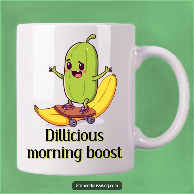 Funny Pickle Skateboard Mug: Slippery Dill Chaos, Hilarious Extreme Gift