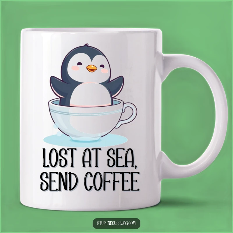 Funny Penguin Teacup Mug - Adorable Dizzy Bird Floating Boat Gift!
