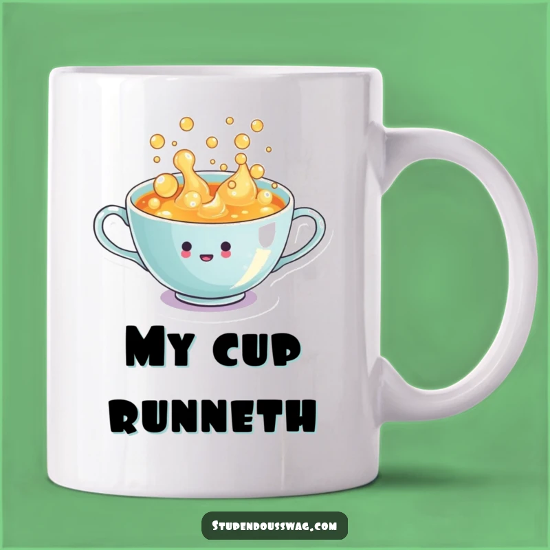 Funny Teacup Mug: Overflowing with Enthusiasm & Bubbles, Hilarious Gift