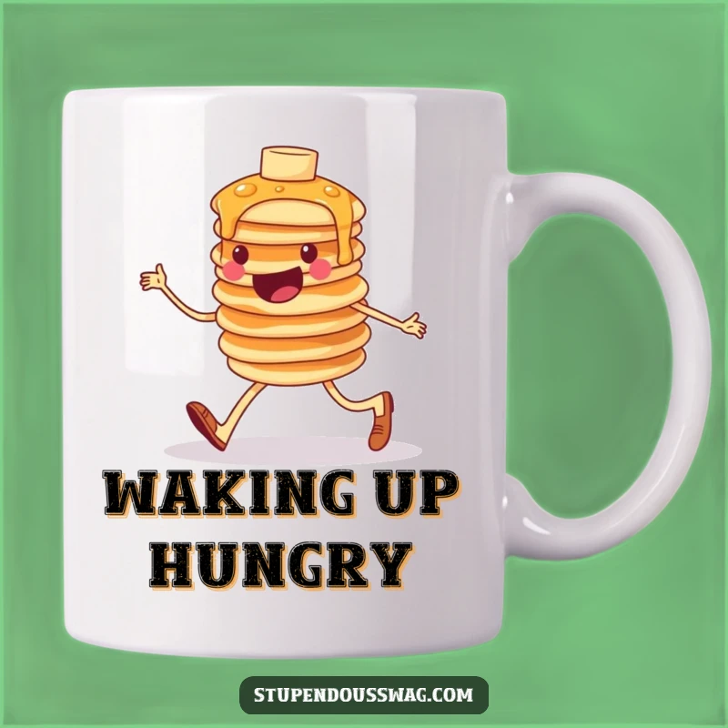 Funny Wobbly Pancakes Marching Mug: Breakfast Fun & Gift Idea