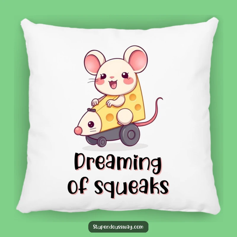 Funny Cheese Mouse Pillow: Cozy Joyful Rider Decor