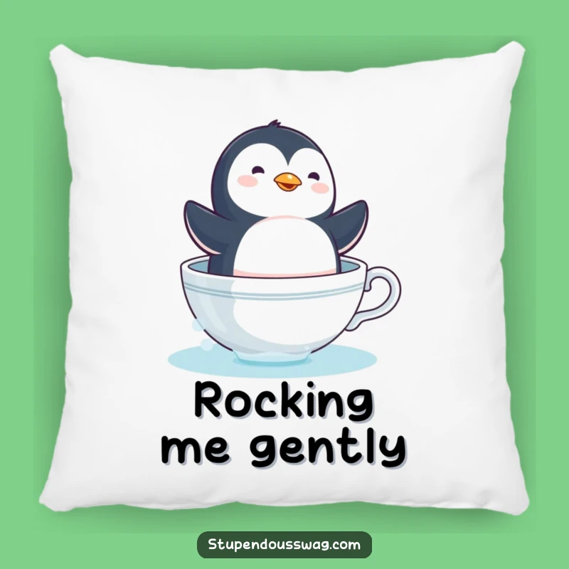 Funny Penguin Teacup Pillow - Cozy Dizzy Sailor Decorative Cushion Gift!