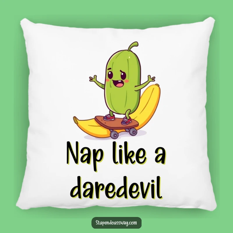 Funny Pickle Skateboard Pillow: Cozy Comfort with Extreme Dill-ight
