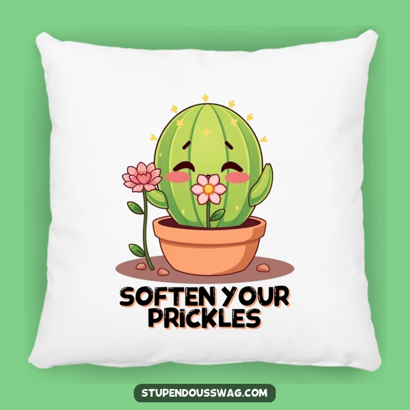 Funny Shy Cactus Pillow - Cozy Nervous Flower Cushion & Gift!