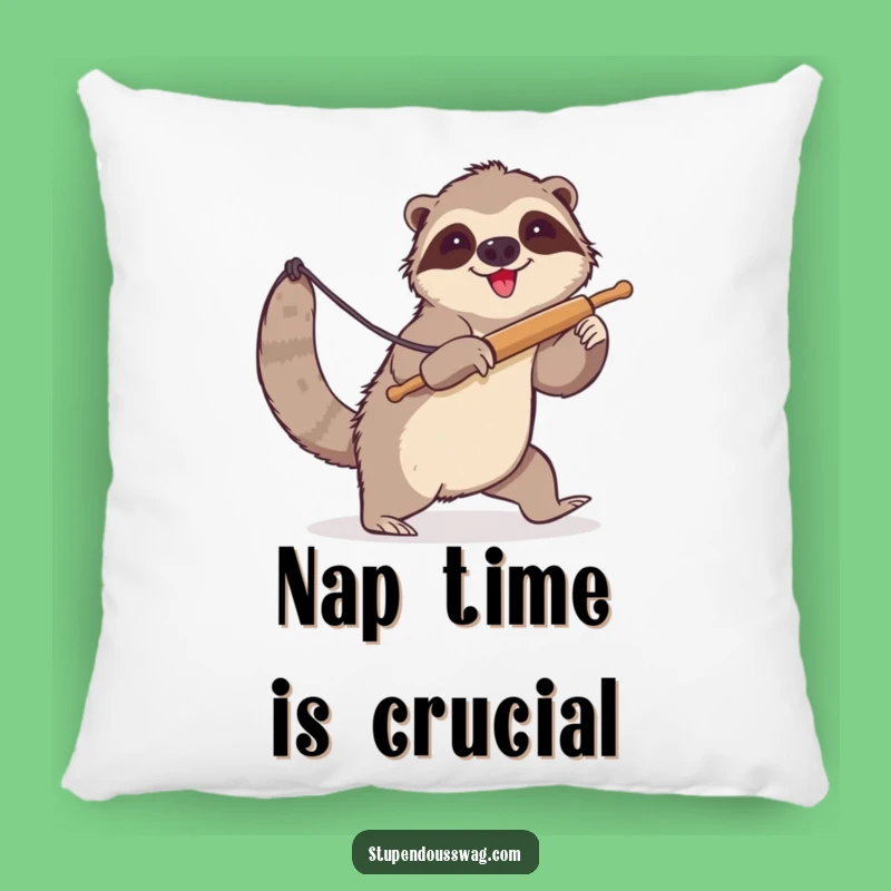 Funny Sloth Lasso Rolling Pin Pillow - Soft Humorous Home Decor