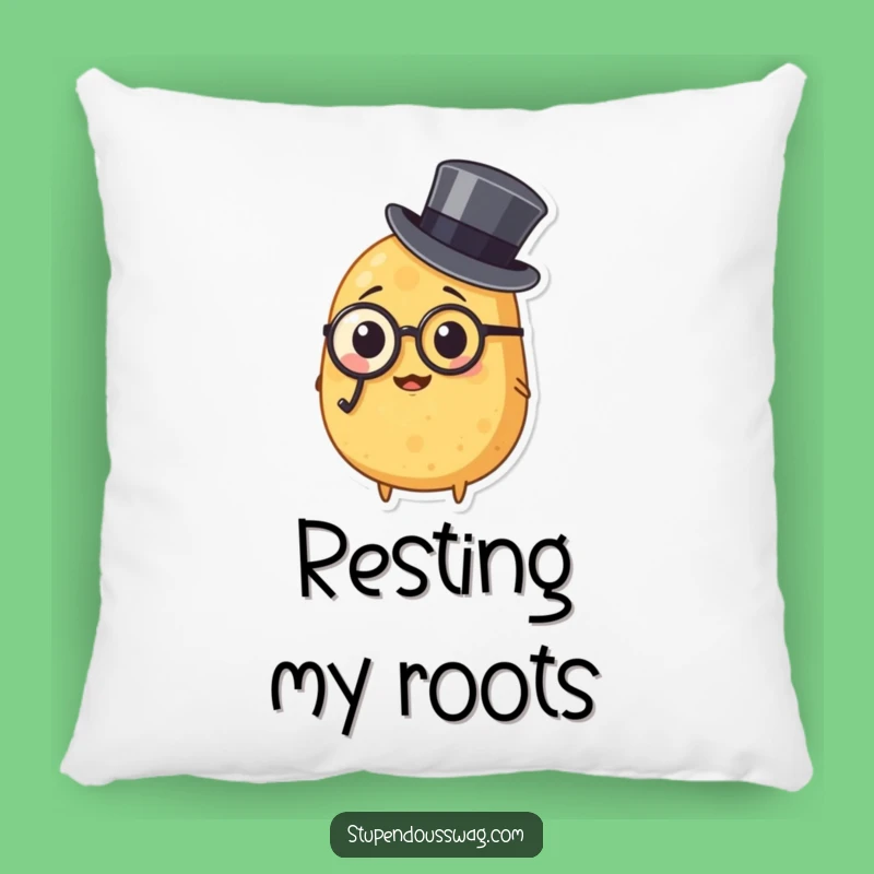 Funny Potato Monocle Pillow: Cozy Dapper Spud Cushion for Elegant Comfort