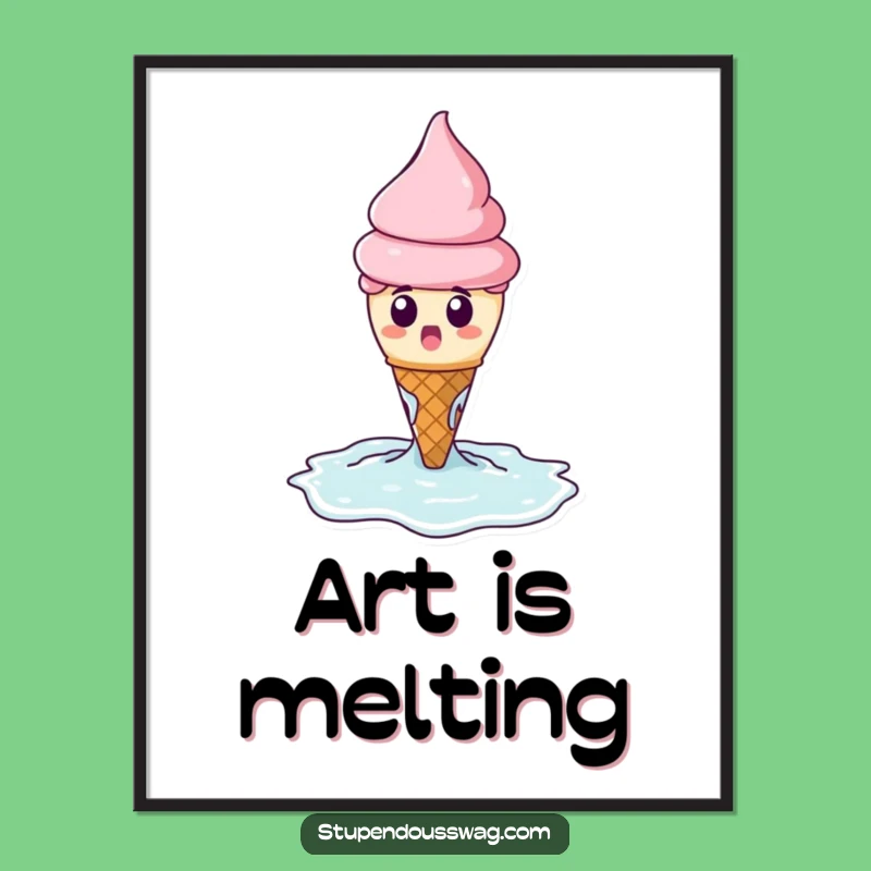 Funny Melting Ice Cream Digital Print: Instant Whimsy for Walls