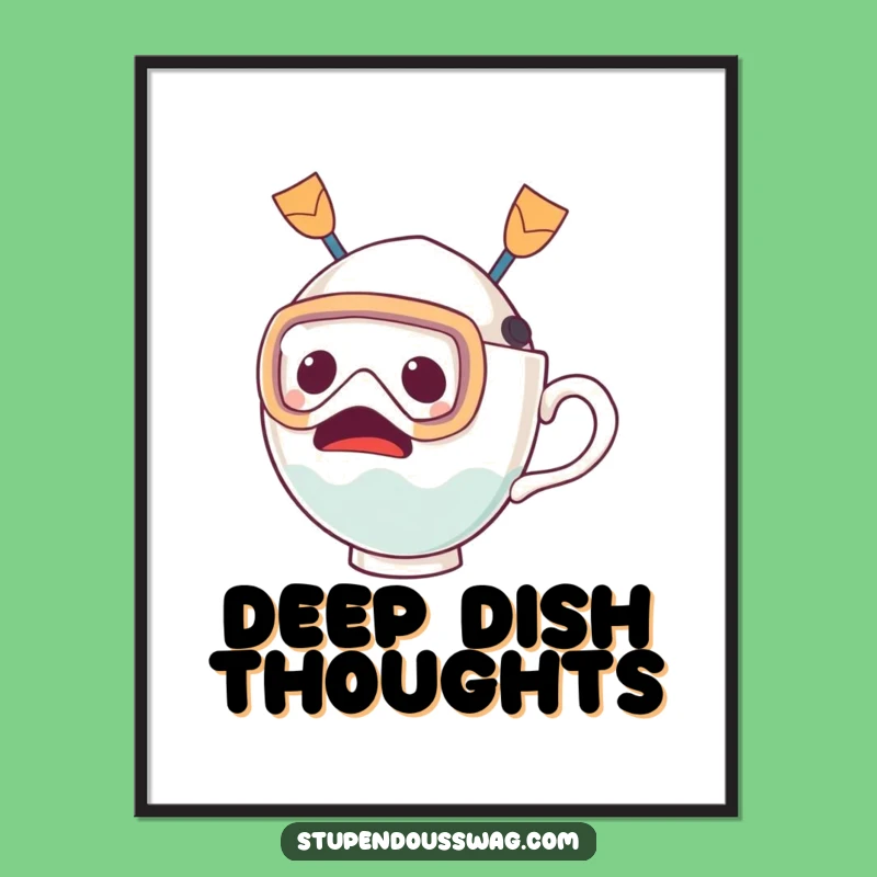 Funny Teacup Dive Digital Art: Instant Whimsical Decor