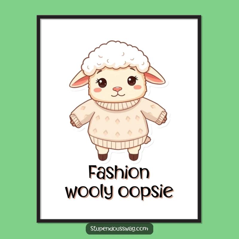 Funny Confused Sheep Inside Out Sweater Digital Art - Humorous Wall Decor Print