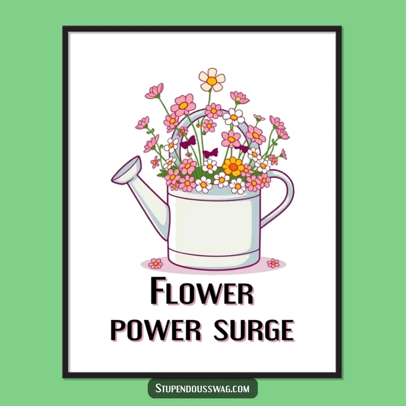 Funny Giggling Watering Can Digital Art: Instant Floral Cheer for Your Space