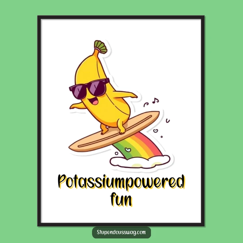 Funny Banana Rainbow Digital Art: Surfing Fun - Hilarious Downloadable Gift