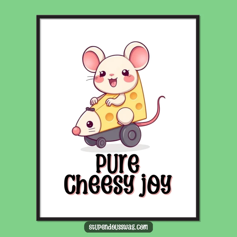 Funny Cheese Mouse Digital Art: Joyful Rider Printable