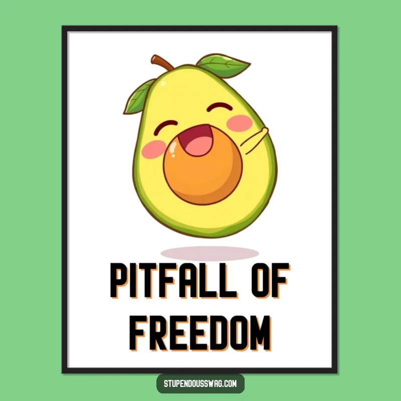 Funny Escaping Avocado Pit Digital Art - Humorous Healthy Food Print