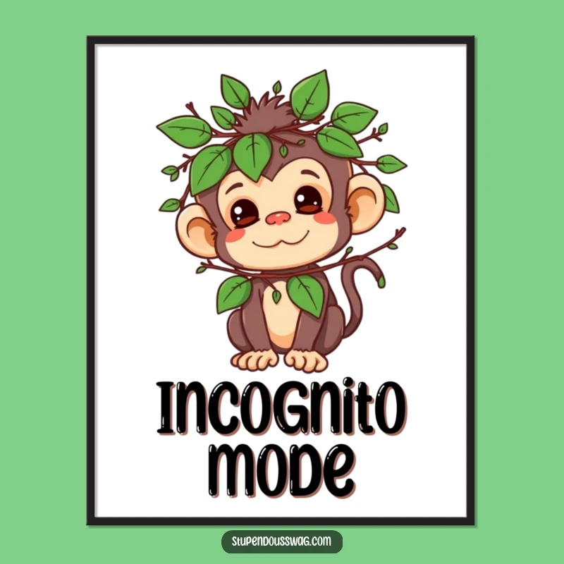 Funny Mischievous Monkey Leaf Disguise Digital Art - Jungle Prankster Download