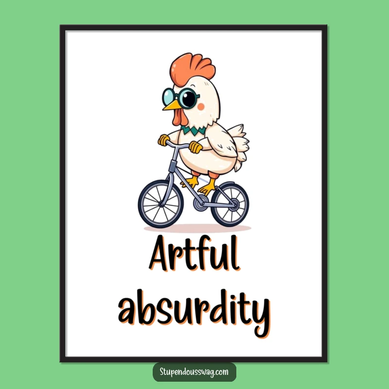 Funny Rubber Chicken Digital Art: Monocled Unicyclist Banana Printable Gift