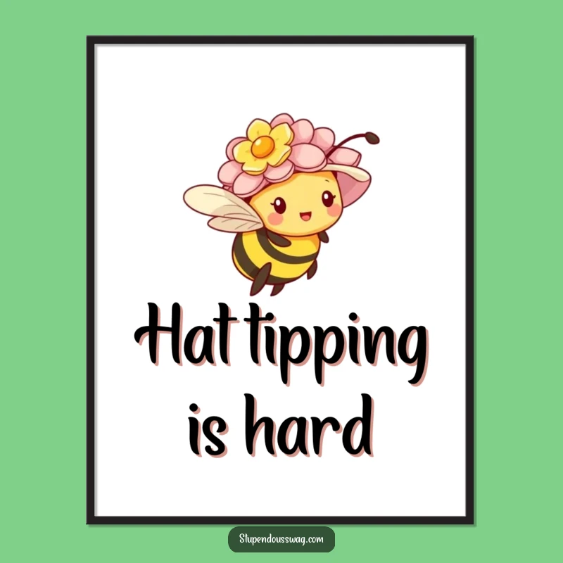 Funny Bee Flower Hat Digital Print: Instant Whimsy for Walls