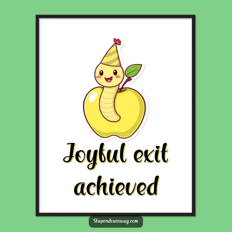 Funny Worm Celebration Digital Print: Instant Festive Wall Art!