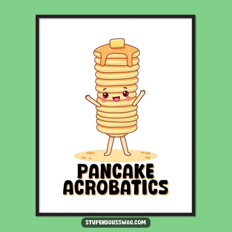 Funny Pancake Handstand Digital Print: Instant Whimsy for Walls