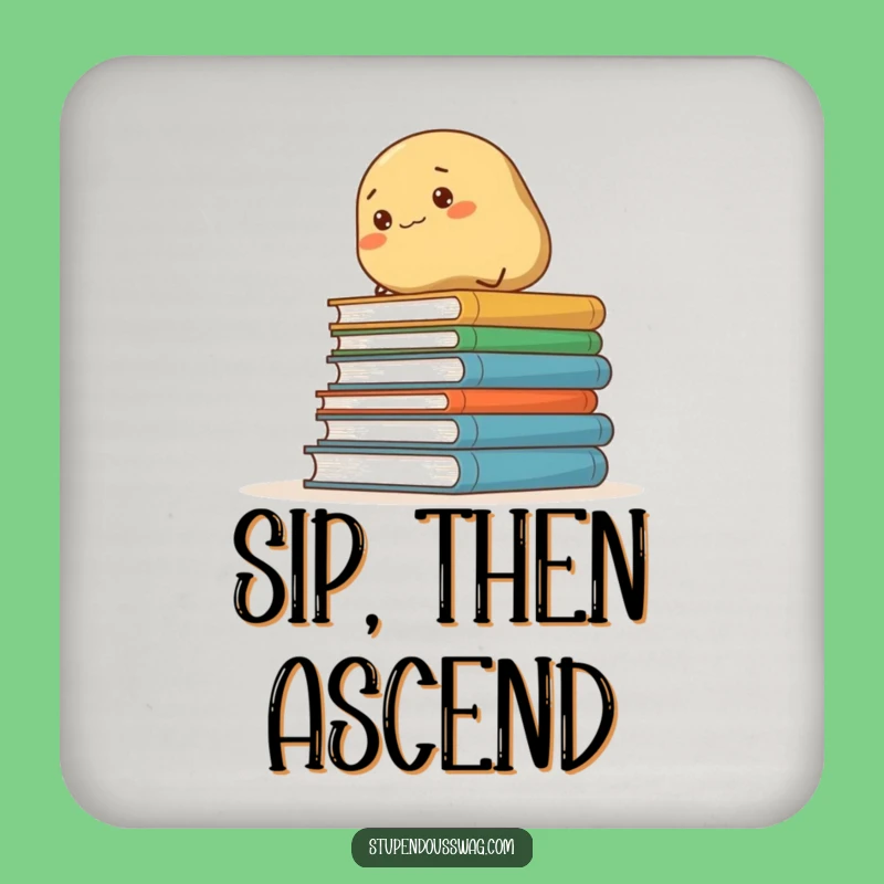 Funny Determined Potato Climbing Books Coaster Set: Protect Surfaces with Humorous Style