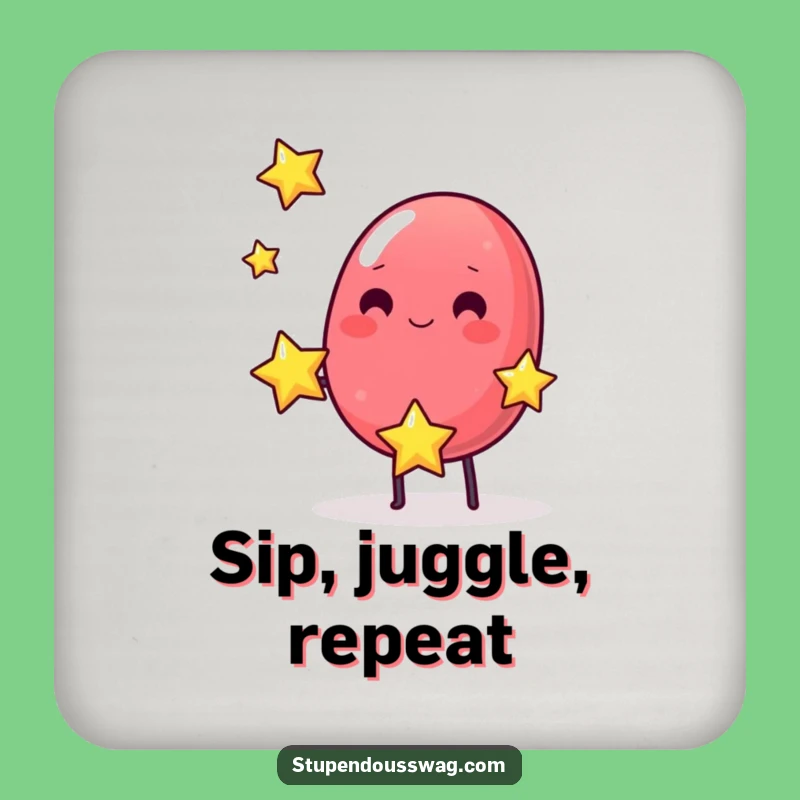 Funny Jelly Bean Juggling Stars Coasters: Protect Surfaces with Cosmic Fun
