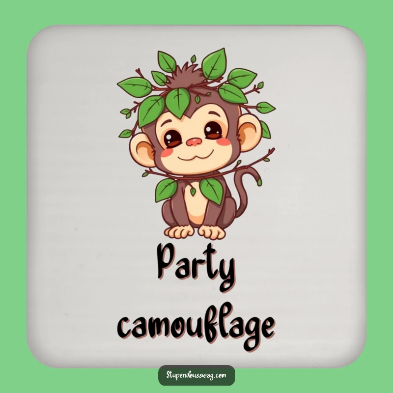 Funny Mischievous Monkey Leaf Disguise Coaster - Protect Surfaces with Pranks