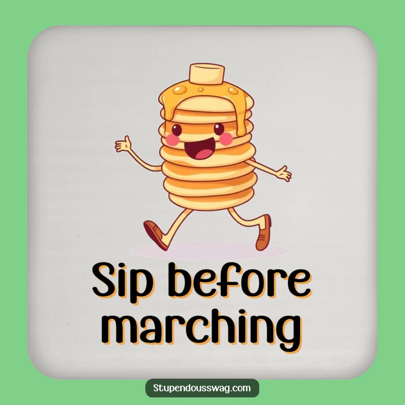Funny Pancake March Coaster Set: Protect Surfaces with Breakfast Fun