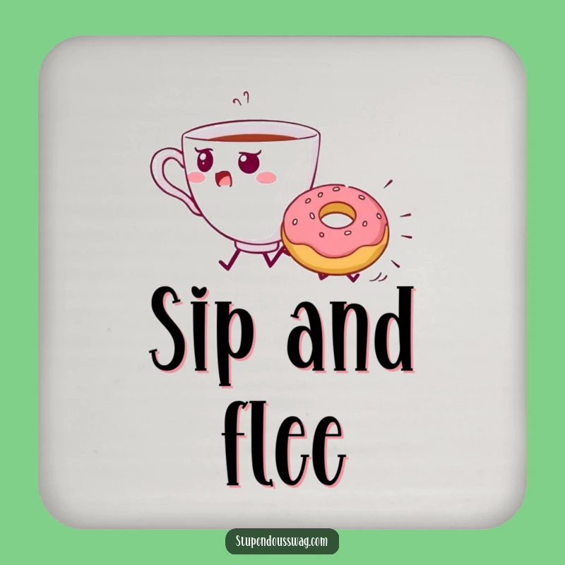 Funny Teacup Donut Chase Coaster - Quirky Decor for Table Protection