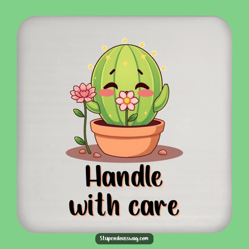 Funny Shy Cactus Coaster - Nervous Flower Drink Protector Gift!
