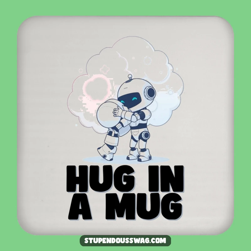 Funny Robot Cloud Hug Coaster: Tiny Robot Protection, Cute Gift