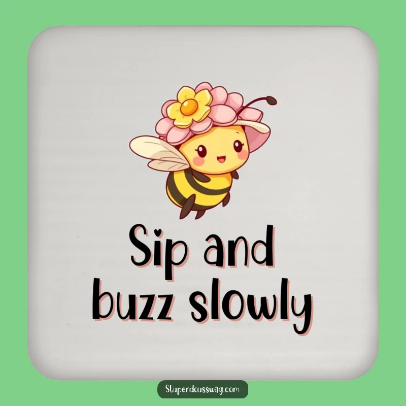Funny Bee Flower Hat Coaster Set: Protect Surfaces with Garden Charm