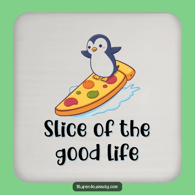 Funny Penguin Pizza Surf Coaster: Protect Surfaces Hilariously, Perfect Funny Gift