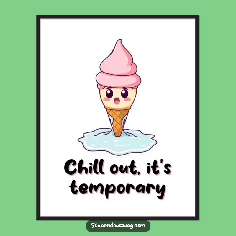 Funny Melting Ice Cream Poster: Hilarious Dessert Art for Walls