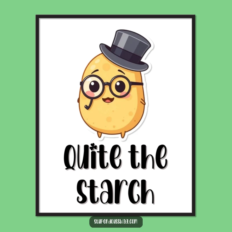 Funny Potato Monocle Poster: Dapper Spud Art for Sophisticated Wall Decor