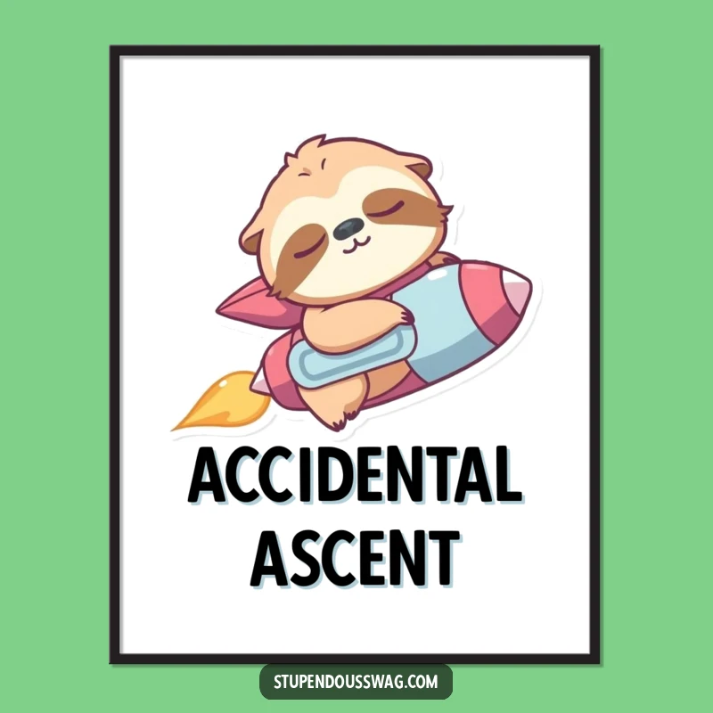 Funny Sloth Jetpack Poster: Speedy Slumber - Hilarious Wall Art Gift