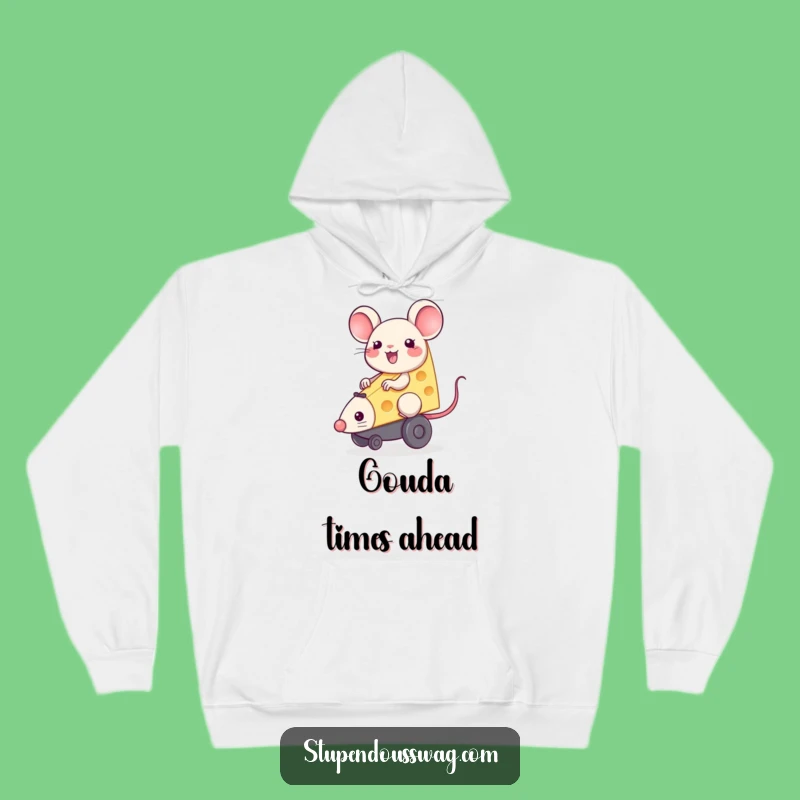 Funny Cheese Mouse Hoodie: Cozy Joyful Rider Gift